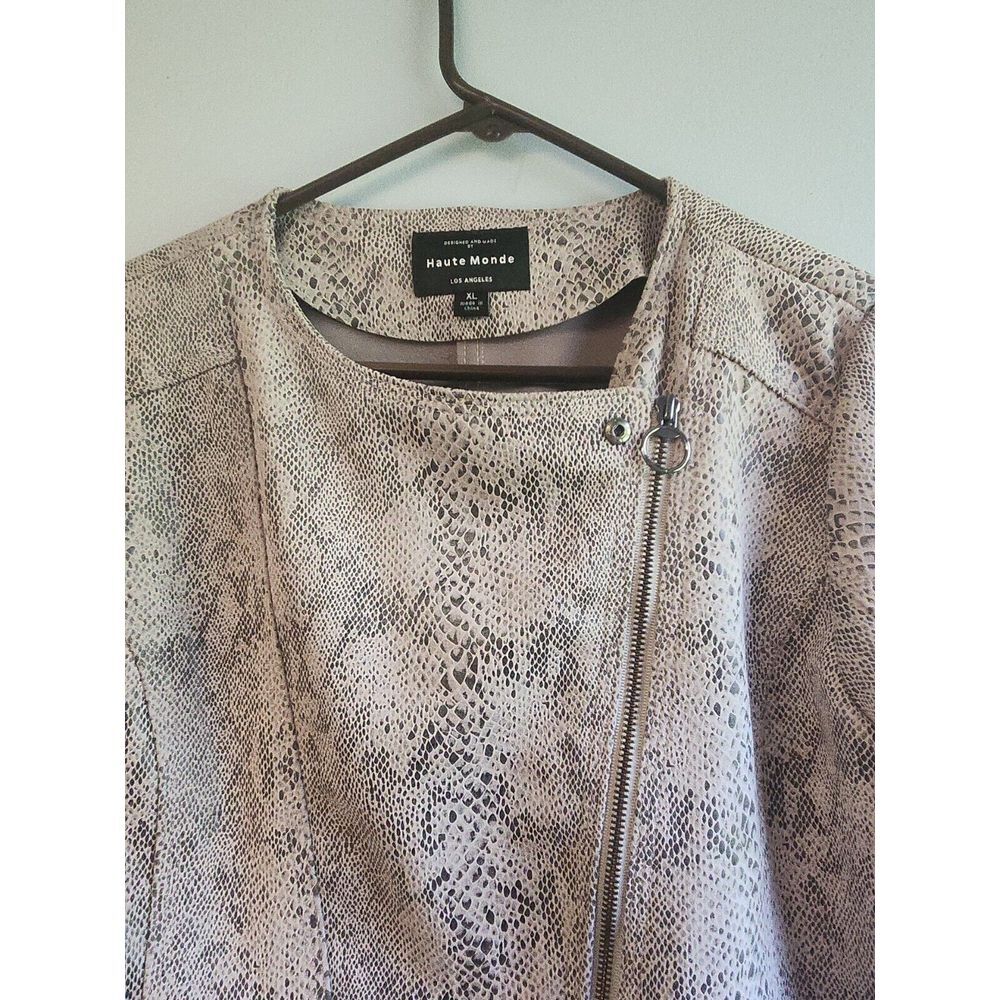 Haute Monde Women's Sz XL Full Zip Snake Skin Print Moto Motorcycle‎ Jacket - Picture 2 of 6